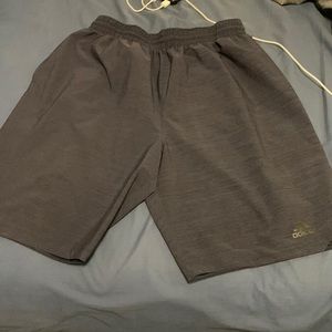 ADIDAS MEN WORKOUT SHORTS NAVY/grey LARGE. LINERLESS 9 inch inseam